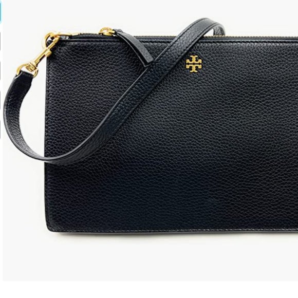 NWT TORY BURCH Double Zip Slim Crossbody Leather Bag BLACK /Gold Tone Hardware - Picture 14 of 14